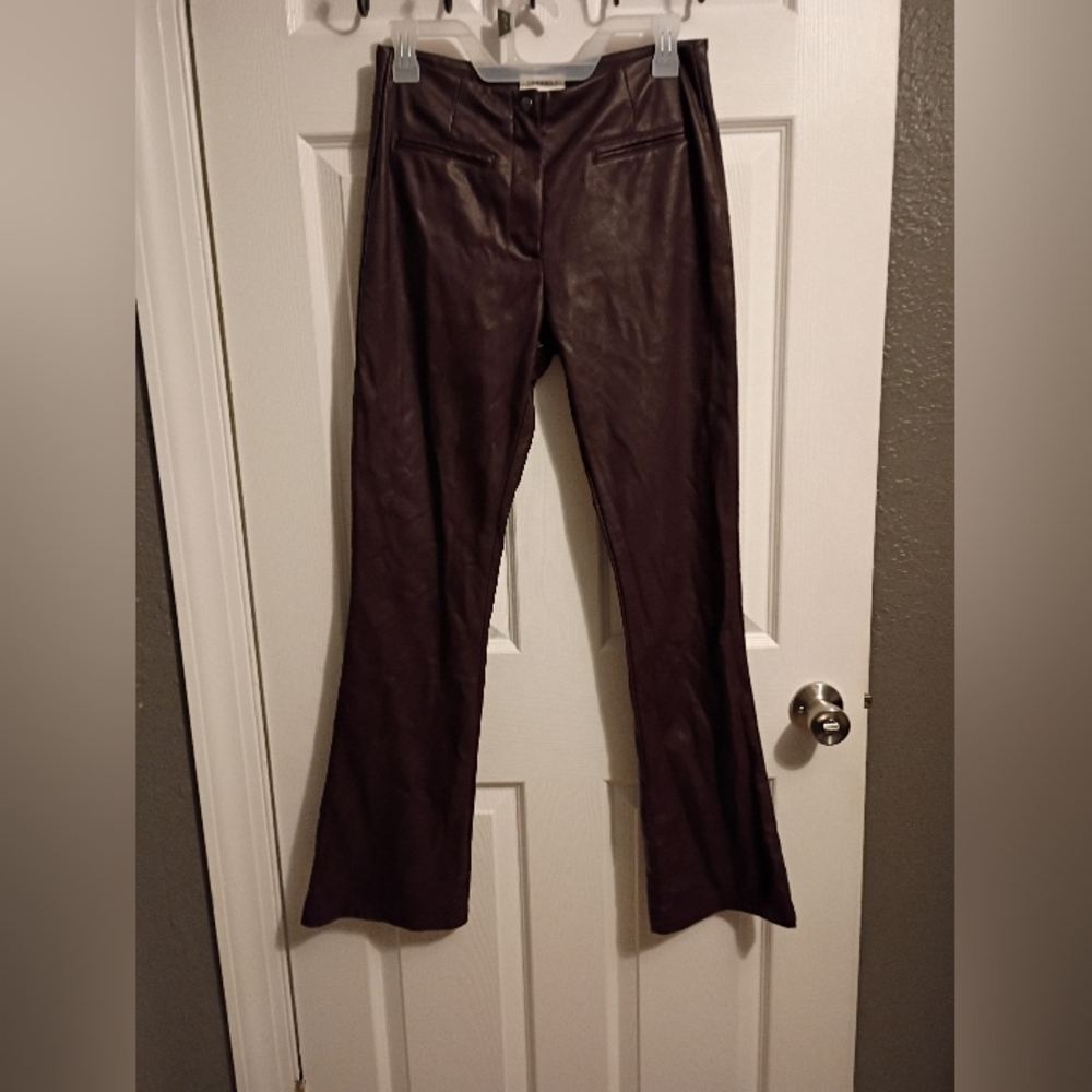 Topshop Dark Brown Leather Trousers